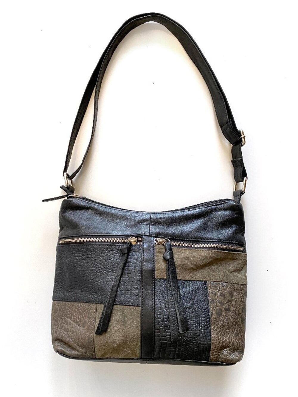 Vintage Great American Leather Patchwork Crossbody Handbag